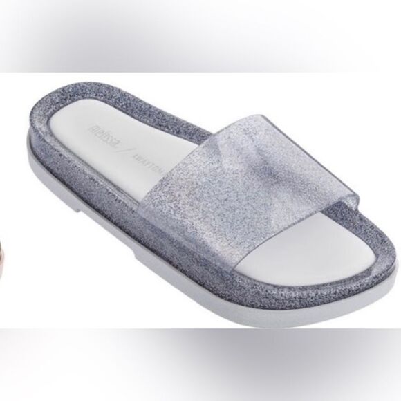 Stylish Silver Slide Sandals - Picture 1 of 10